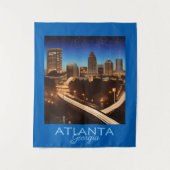 Atlanta Georgia Skyline Blue en Gold Evening Wandkleed (Voorkant)