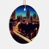 Atlanta Georgia Skyline Blue Starry Evening Keramisch Ornament (Rechts)