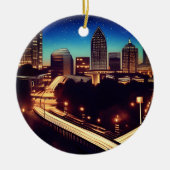 Atlanta Georgia Skyline Blue Starry Evening Keramisch Ornament (Voorkant)