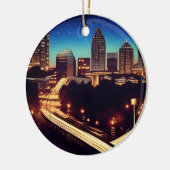 Atlanta Georgia Skyline Blue Starry Evening Keramisch Ornament (Links)