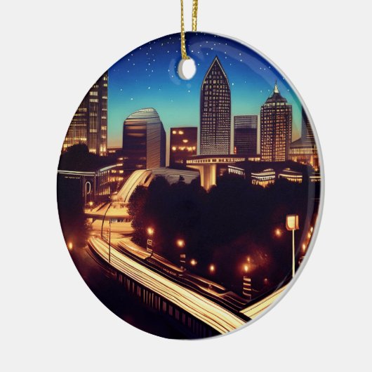 Atlanta Georgia Skyline Blue Starry Evening Keramisch Ornament (Links)