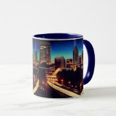 Atlanta Georgia Skyline Blue Starry Evening Mok (Voorkant rechts)