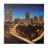 Atlanta Georgia Skyline Blue Starry Evening Tegeltje (Voorkant)