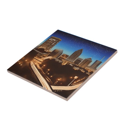 Atlanta Georgia Skyline Blue Starry Evening Tegeltje (Zijkant)