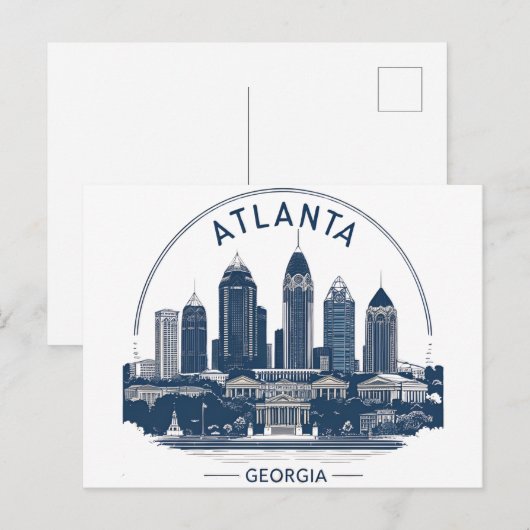 Atlanta Georgia Skyline Briefkaart (Voorkant / Achterkant)