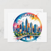 Atlanta Georgia Skyline Briefkaart (Voorkant / Achterkant)