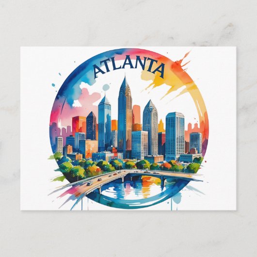 Atlanta Georgia Skyline Briefkaart (Voorkant)
