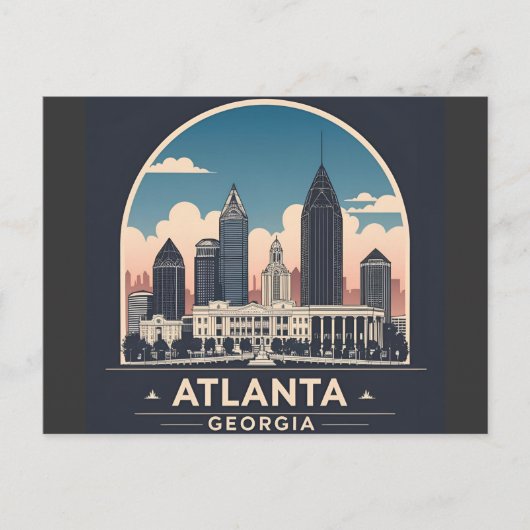 Atlanta Georgia Skyline Briefkaart (Voorkant)