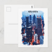 Atlanta Georgia Skyline City Uitzicht Waterverf Briefkaart (Voorkant / Achterkant)