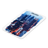 Atlanta Georgia Skyline City Uitzicht Waterverf Magneet (Linkerzijde)