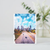 Atlanta Georgia Skyline City Waterverf Briefkaart (Staand voorkant)