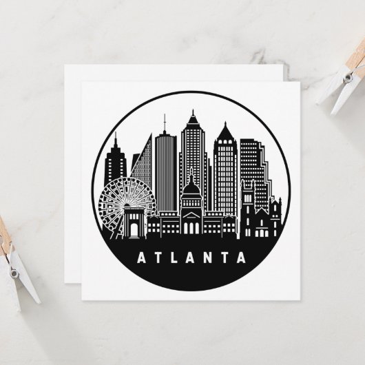Atlanta Georgia Skyline Kaart (Voorkant / Achterkant in situ)