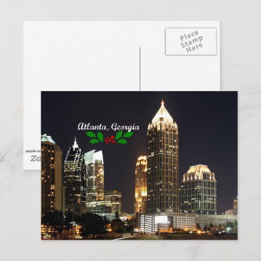Atlanta, Georgia Skyline met kerst holly Briefkaart (Voorkant / Achterkant)