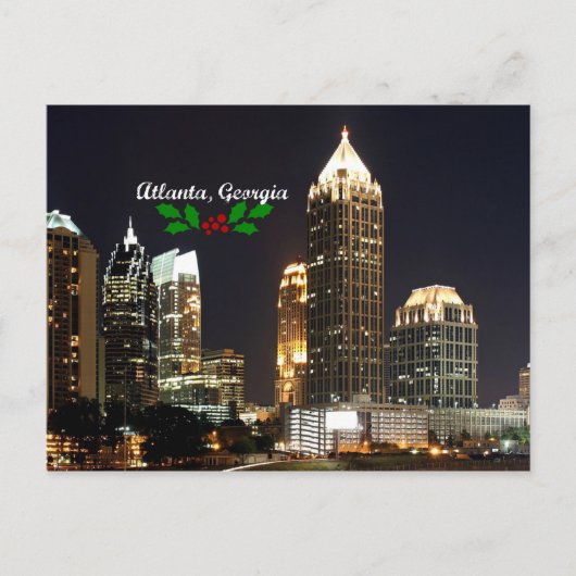 Atlanta, Georgia Skyline met kerst holly Briefkaart (Voorkant)
