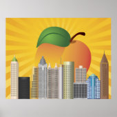 Atlanta Georgia Skyline met Peach Illustration Po Poster (Voorkant)