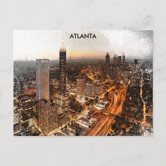 Atlanta Georgia Skyline Panorama Uitzicht Briefkaart (Voorkant)