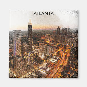Atlanta Georgia Skyline Panorama Uitzicht Magneet