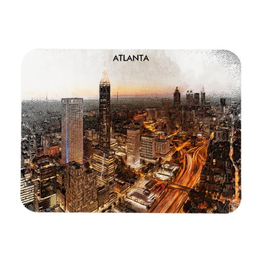 Atlanta Georgia Skyline Panorama Uitzicht Magneet (Horizontaal)