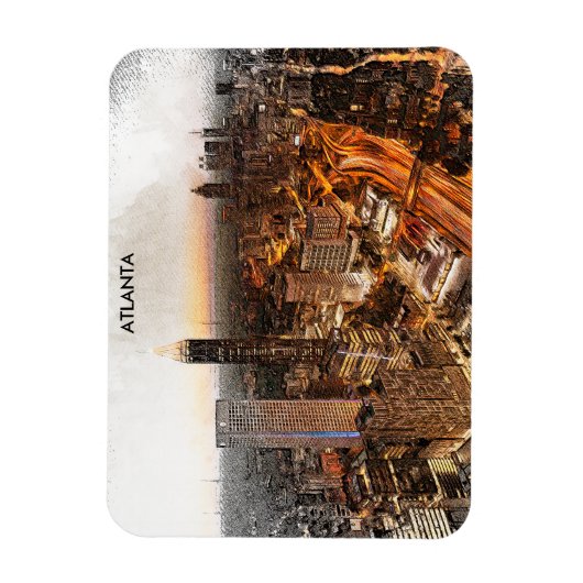 Atlanta Georgia Skyline Panorama Uitzicht Magneet (Verticaal)