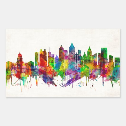 Atlanta Georgia Skyline Rechthoekige Sticker (Voorkant)