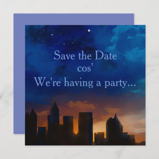 ATLANTA GEORGIA SKYLINE SAVE THE DATE (Voorkant / Achterkant)