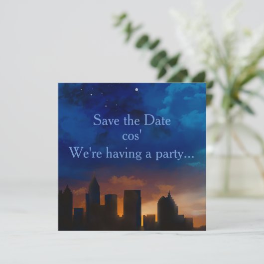 ATLANTA GEORGIA SKYLINE SAVE THE DATE (Staand voorkant)