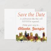 Atlanta Georgia Skyline SG-Safari Buff Save The Date (Voorkant / Achterkant)