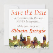 Atlanta Georgia Skyline SG-Safari Buff Save The Date (Voorkant)