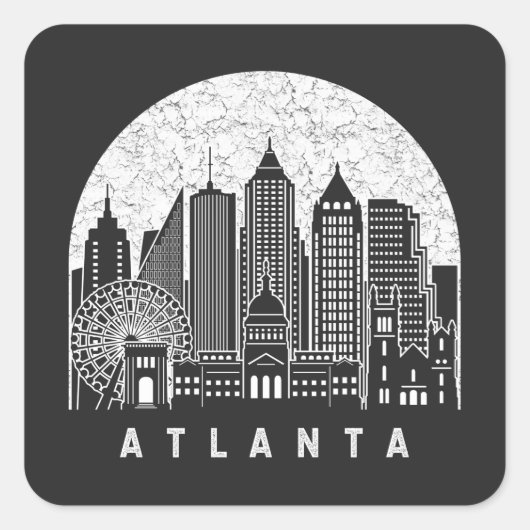 Atlanta Georgia Skyline Vierkante Sticker (Voorkant)