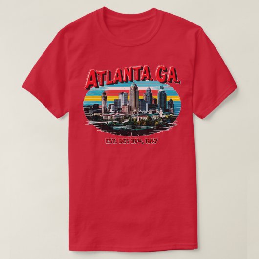 Atlanta Georgia Souvenir  Nostalgische Citysca T-shirt (Design voorkant)