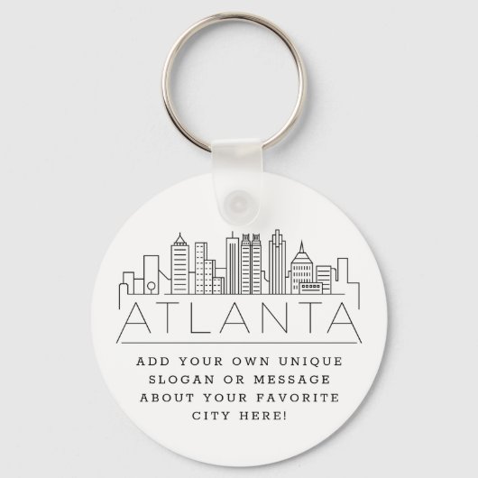 Atlanta, Georgia Stylized Skyline | Aangepaste slo Sleutelhanger (Voorkant)