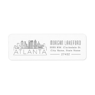 Atlanta, Georgia Stylized Skyline Etiket