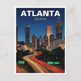 Atlanta Georgia tijdens nachtelijke reizen Briefkaart