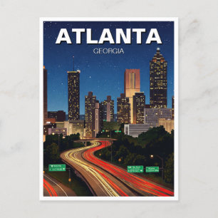 Atlanta Georgia tijdens nachtelijke reizen Briefkaart