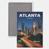 Atlanta Georgia tijdens nachtelijke reizen Magneet (Voorkant / Achterkant)