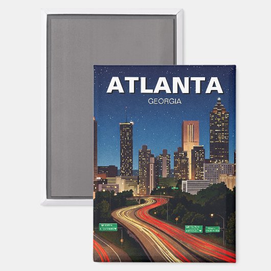 Atlanta Georgia tijdens nachtelijke reizen Magneet (Voorkant / Achterkant)