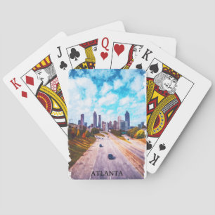 Atlanta Georgia Travel Skyline City Waterverf Pokerkaarten