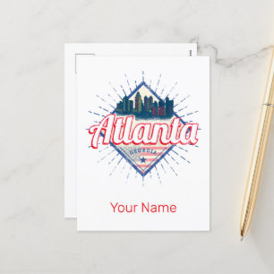 Atlanta Georgia United States Retro Skyline Feestdagenkaart