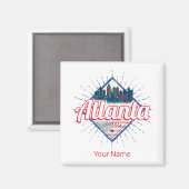 Atlanta Georgia United States Retro Skyline Magneet (Voorkant / Achterkant)
