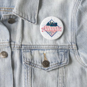 Atlanta Georgia United States Retro Skyline Ronde Button 5,7 Cm