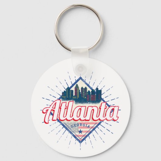Atlanta Georgia United States Retro Skyline Sleutelhanger (Voorkant)