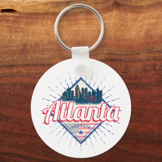Atlanta Georgia United States Retro Skyline Sleutelhanger (Voorkant)