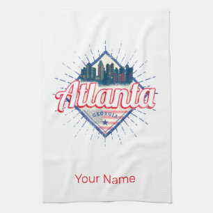Atlanta Georgia United States Retro Skyline Theedoek