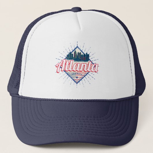 Atlanta Georgia United States Retro Skyline Trucker Pet (Voorkant)