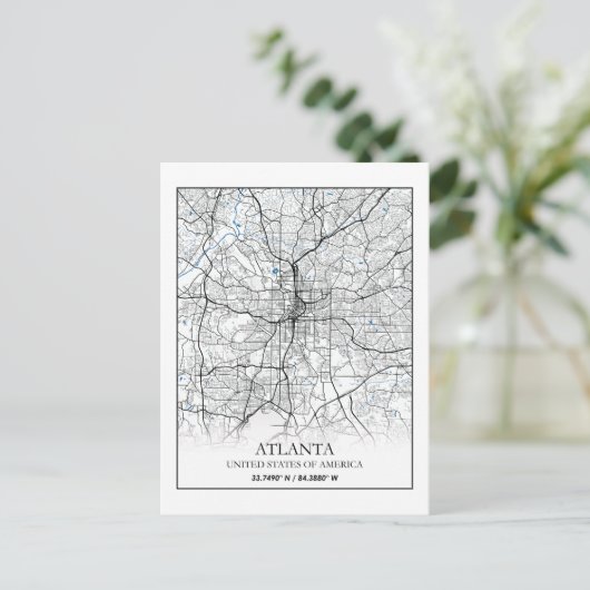 Atlanta Georgia USA Travel City Map Briefkaart (Staand voorkant)