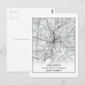 Atlanta Georgia USA Travel City Map Briefkaart (Voorkant / Achterkant)