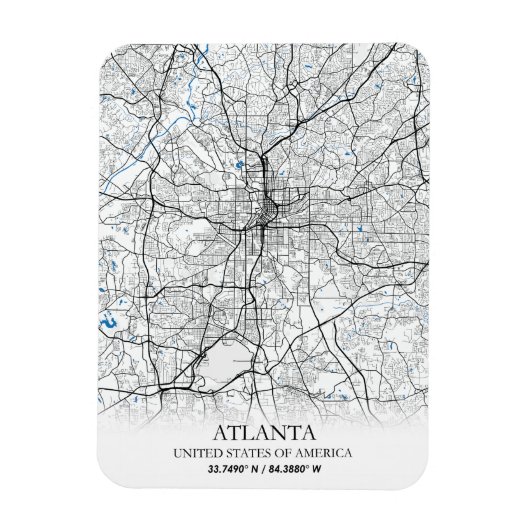 Atlanta Georgia USA Travel City Map Magneet (Verticaal)