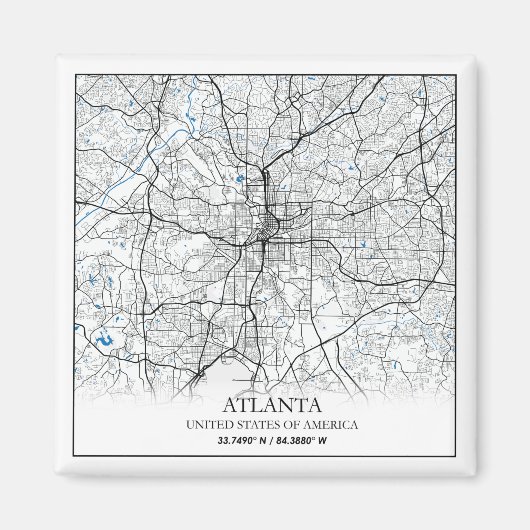 Atlanta Georgia USA Travel City Map Magneet (Voorkant)