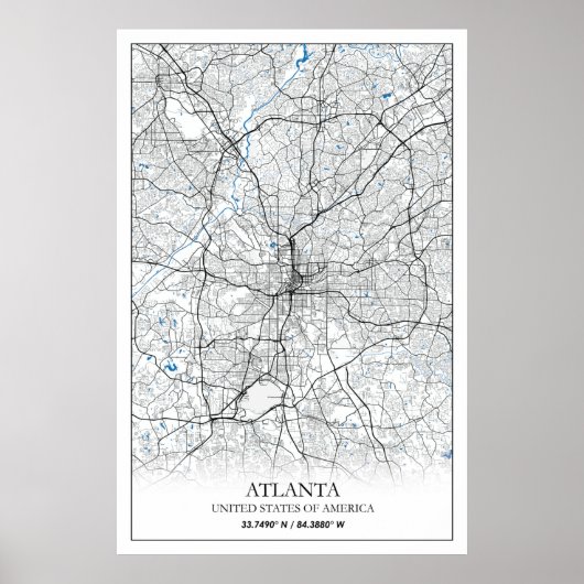 Atlanta Georgia USA Travel City Map Poster (Voorkant)
