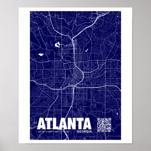 Atlanta, Georgia USA Travel City Map Poster (Voorkant)
